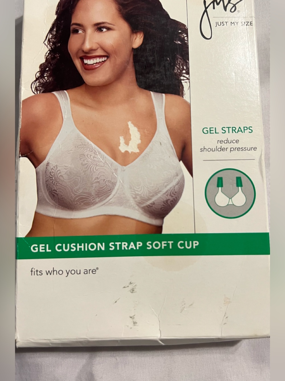 Just My Size White Soft Cup Bra with Gel Cushion Straps